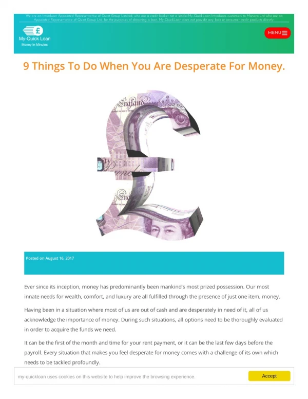 9 Things To Do When You Are Desperate For Money.