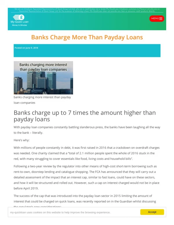 Banks Charge More Than Payday Loans
