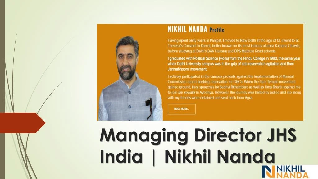 managing director jhs india nikhil nanda