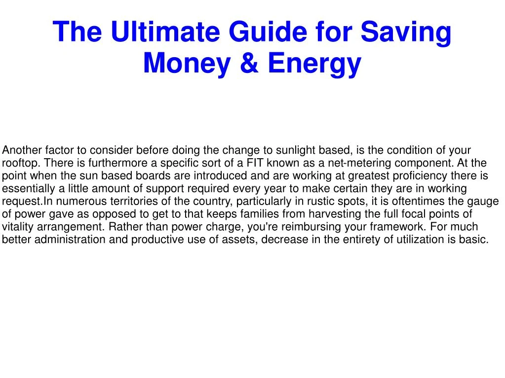 the ultimate guide for saving money energy