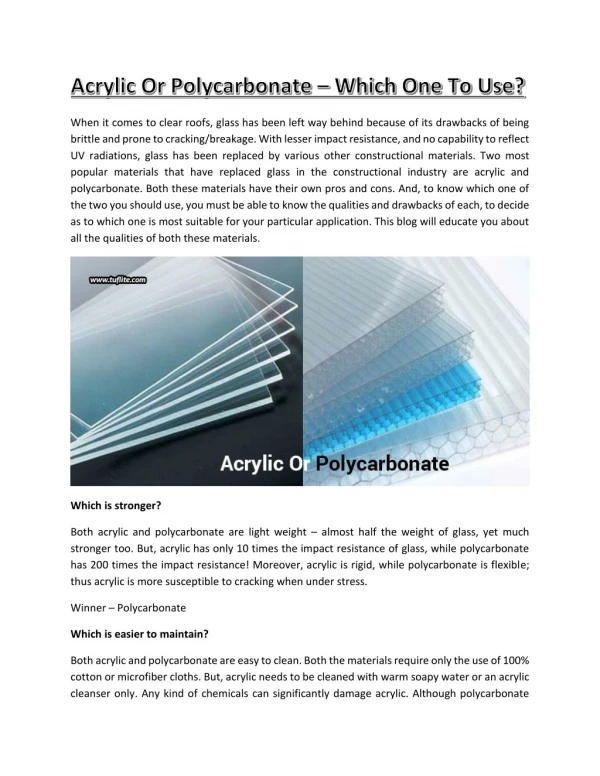 Acrylic Or Polycarbonate â€“ Which One To Use?