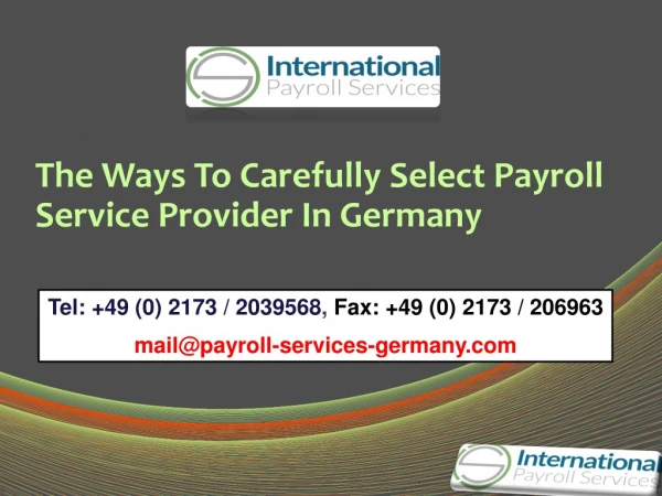 The Ways To Carefully Select Payroll Service Provider In Germany