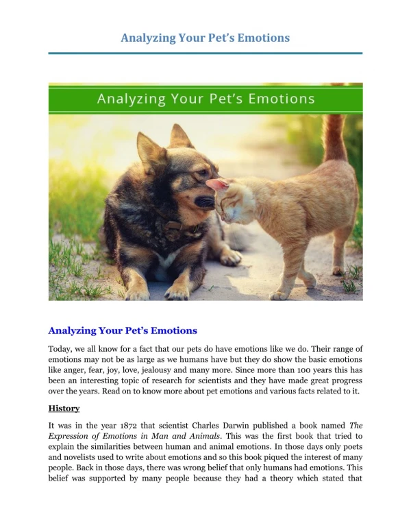 Analyzing Your Pet’s Emotions ?