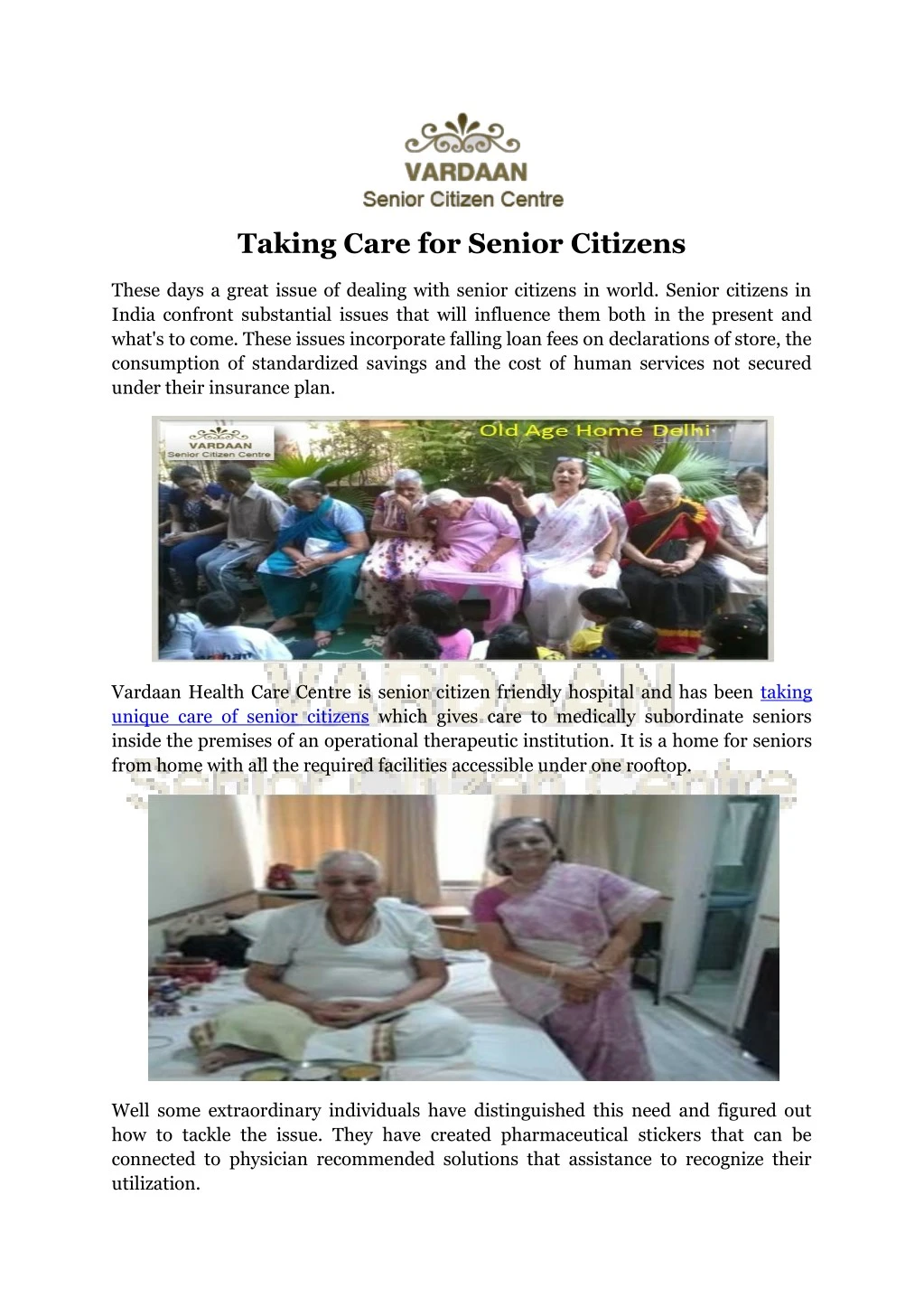taking care for senior citizens