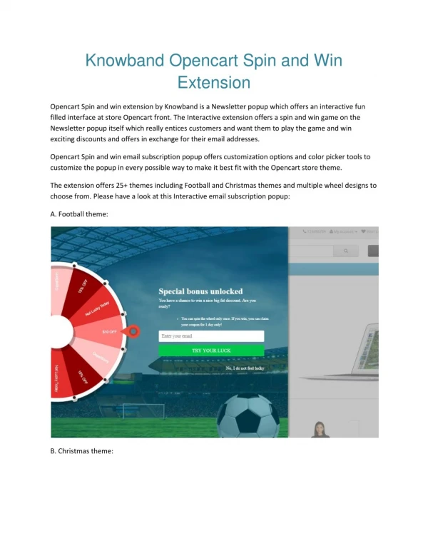 Opencart Spin and Win Email Subscription popup extension
