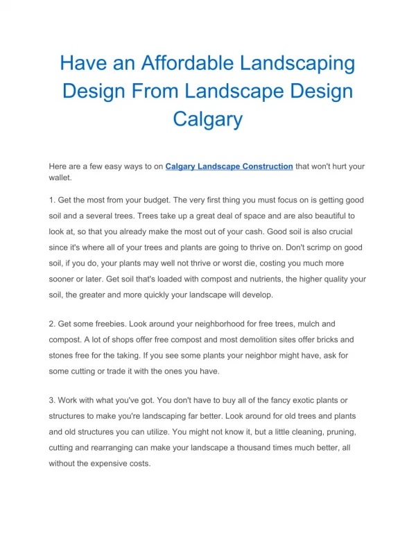 Have an Affordable Landscaping Design From Landscape Design Calgary