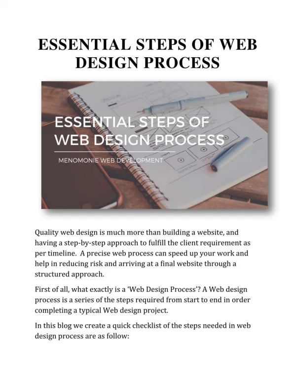 ESSENTIAL STEPS OF WEB DESIGN PROCESS