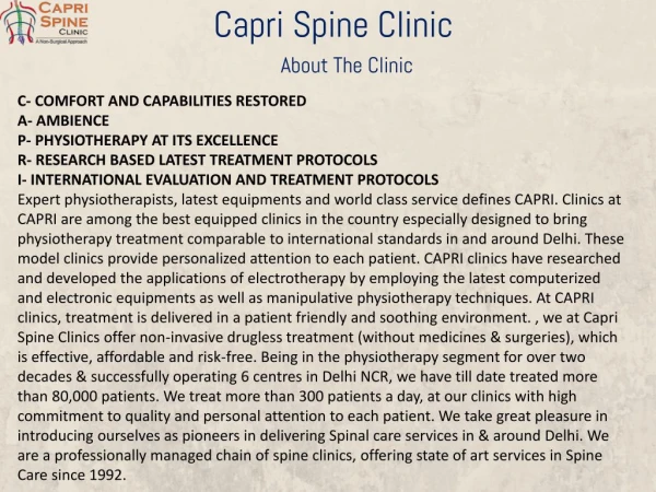 Best Spine Specialist in Delhi - Capri Spine Clinic