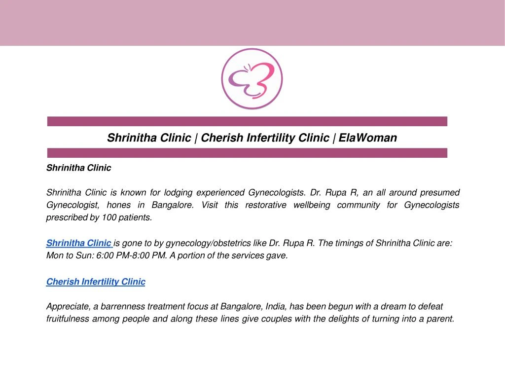 shrinitha clinic cherish infertility clinic elawoman
