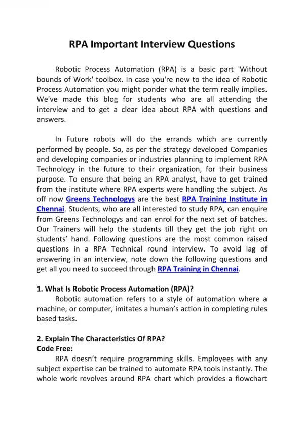 RPA Important Interview Question 1