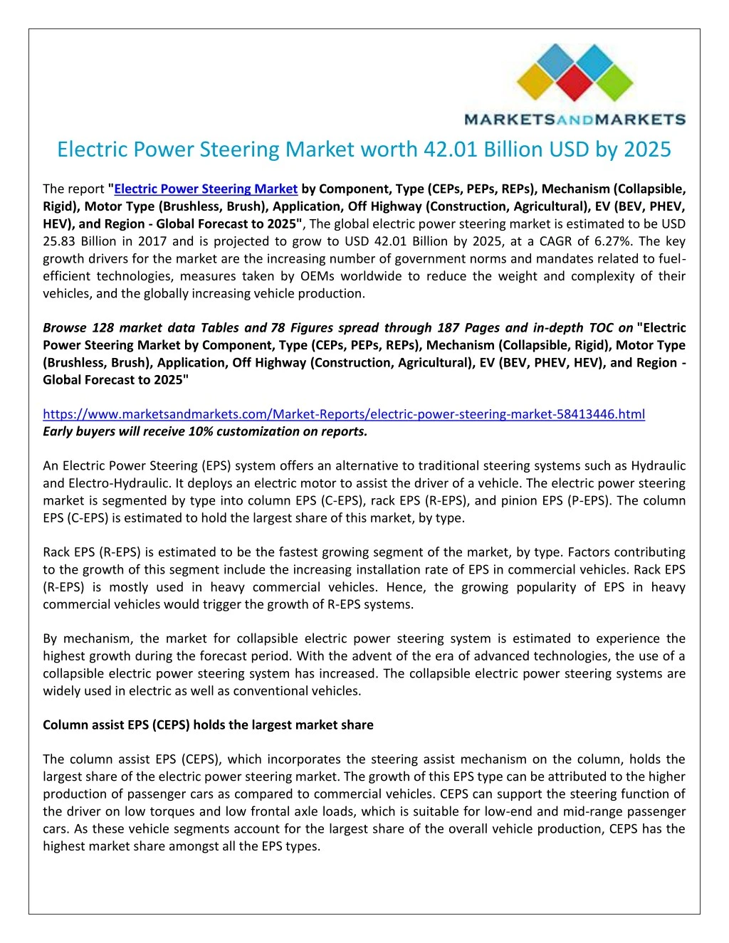 electric power steering market worth