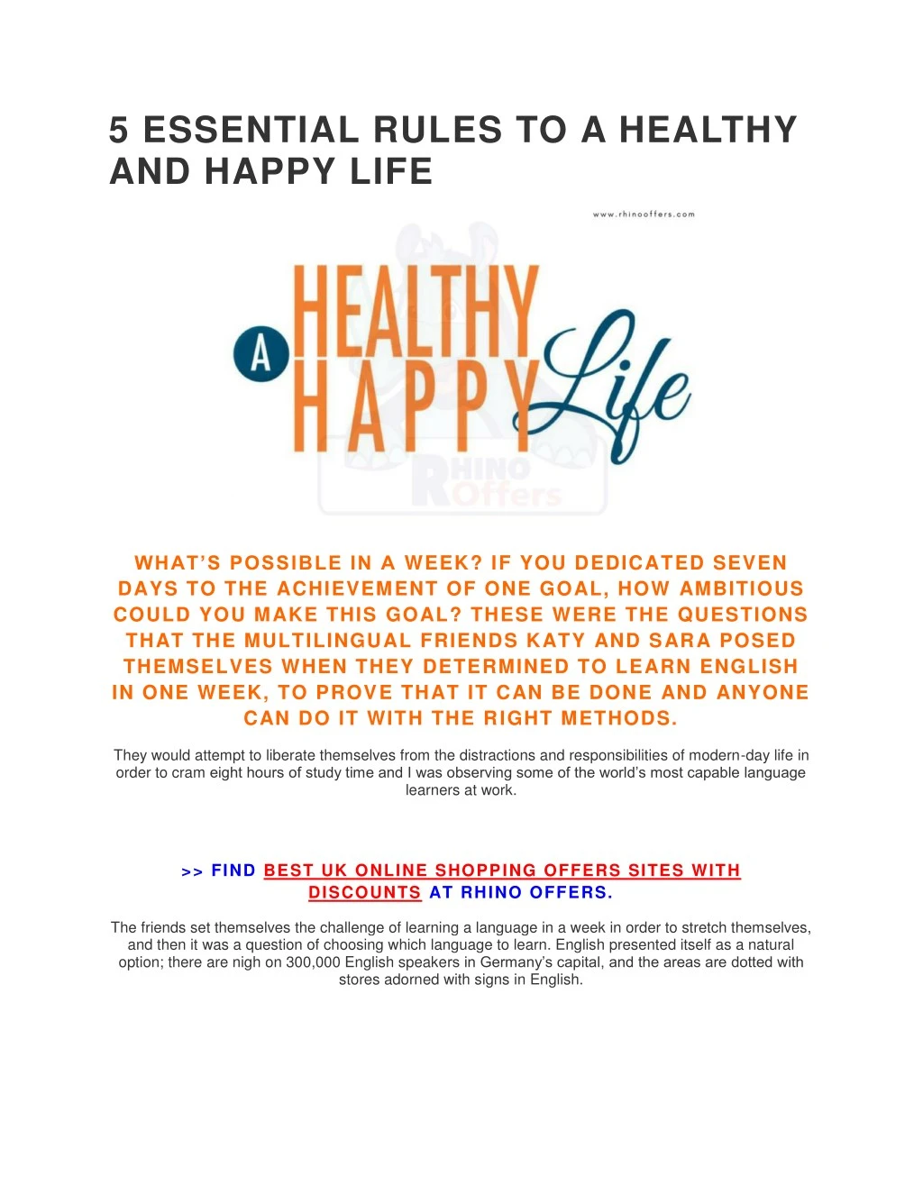5 essential rules to a healthy and happy life