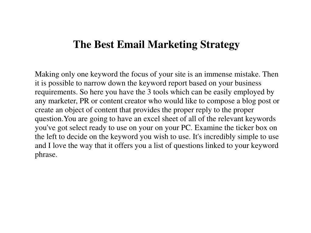 the best email marketing strategy