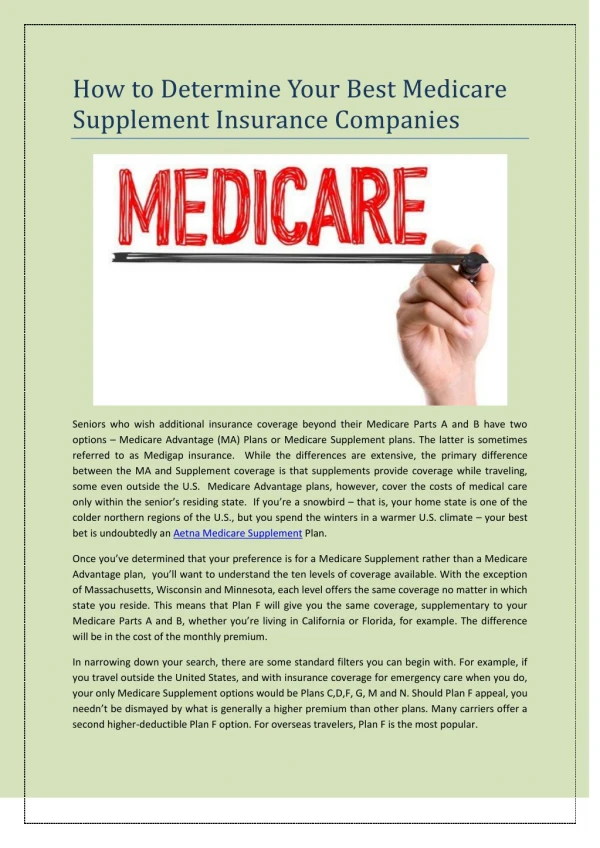 How to Determine Your Best Medicare Supplement Insurance Companies
