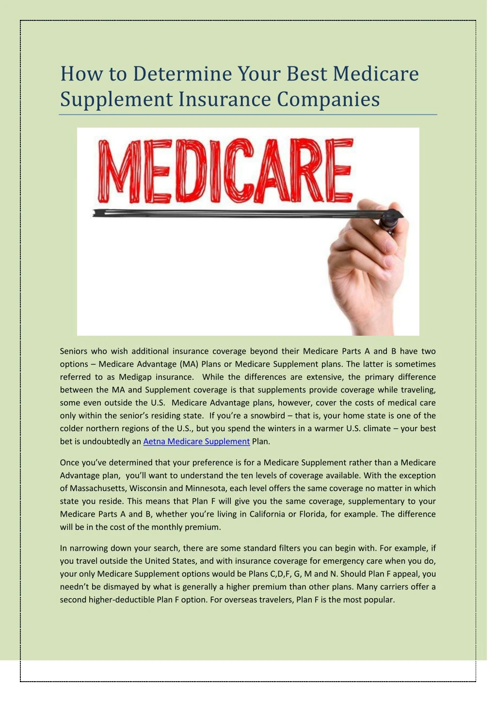 how to determine your best medicare supplement