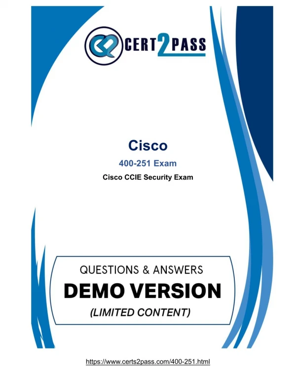 Cisco 400-251 Exam Dumps PDF Updated 2018