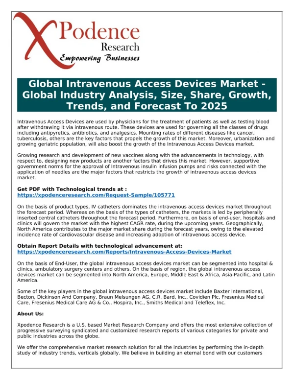 Intravenous Access Devices Market to Receive Overwhelming Hike in Revenues by 2025