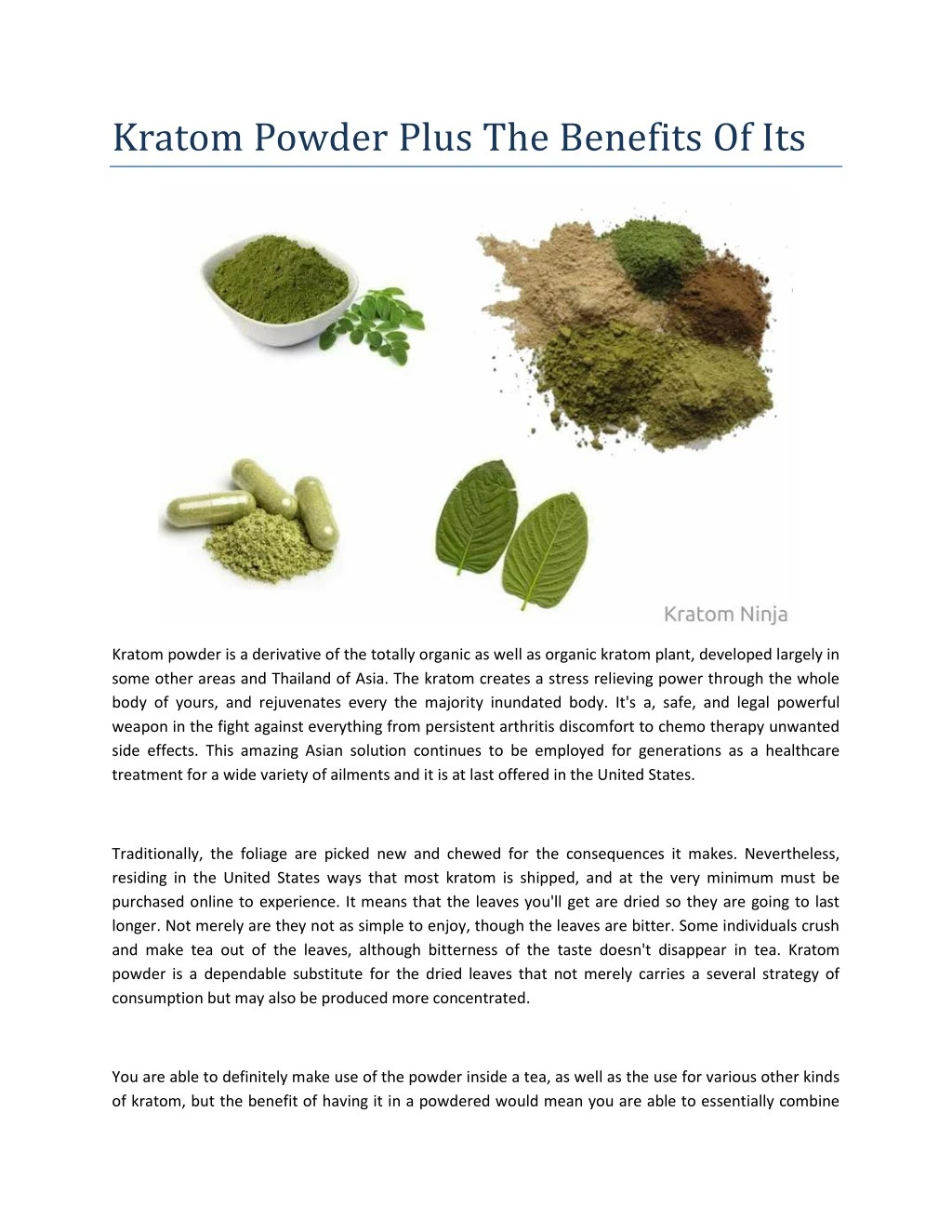 kratom powder plus the benefits of its