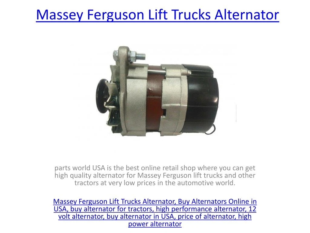 massey ferguson lift trucks alternator