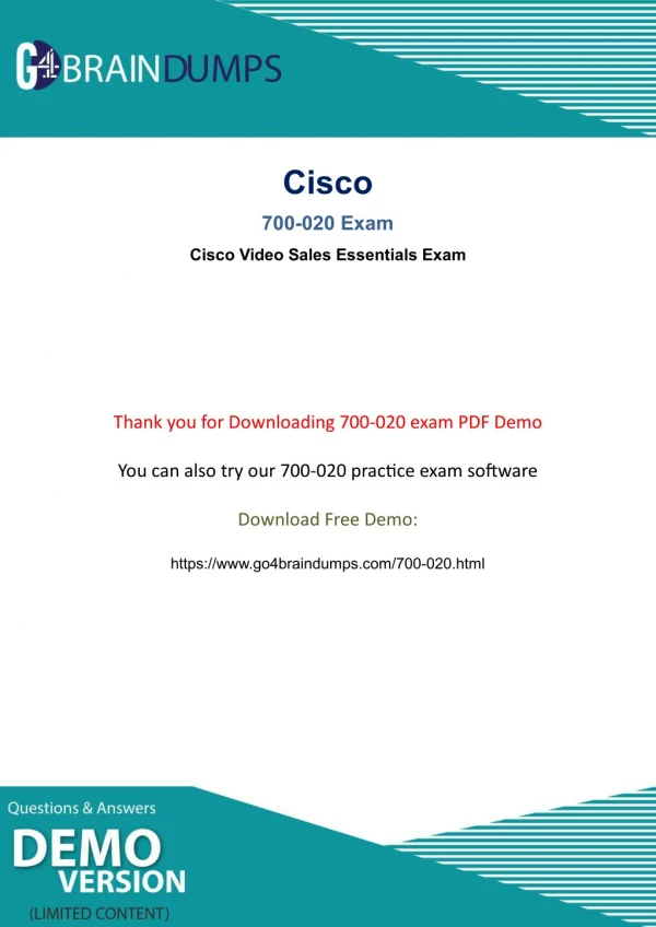Cisco 700-020 Exam Dumps PDF Updated 2018