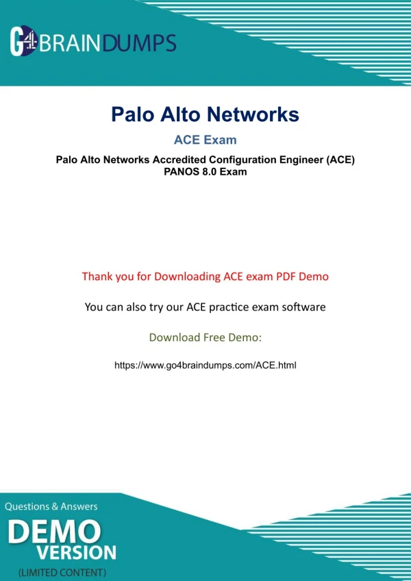 Paloalto Networks ACE Exam Dumps PDF Updated 2018