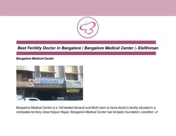 Best Fertility Doctor in Bangalore | Bangalore Medical Center |- ElaWoman