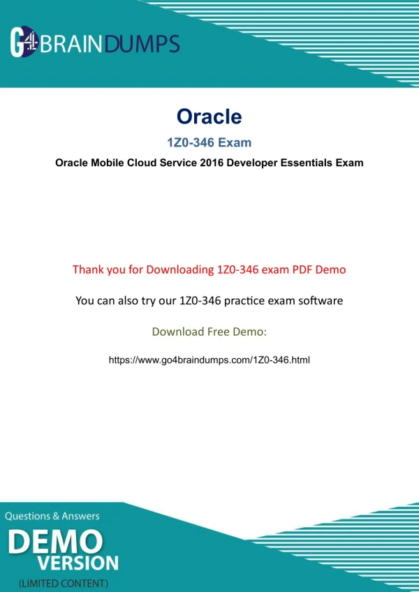 Oracle 1Z0-346 Exam Dumps PDF Updated 2018