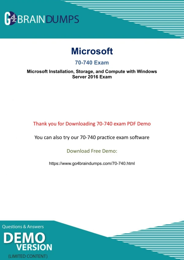 Microsoft 70-740 Exam Dumps PDF Updated 2018