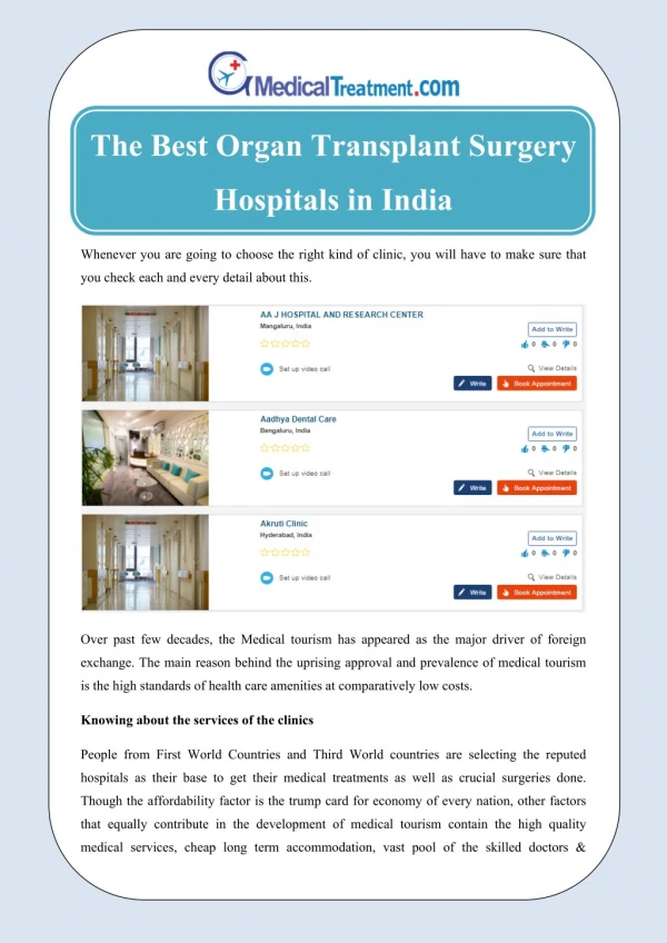 The best organ transplant surgery hospitals in India
