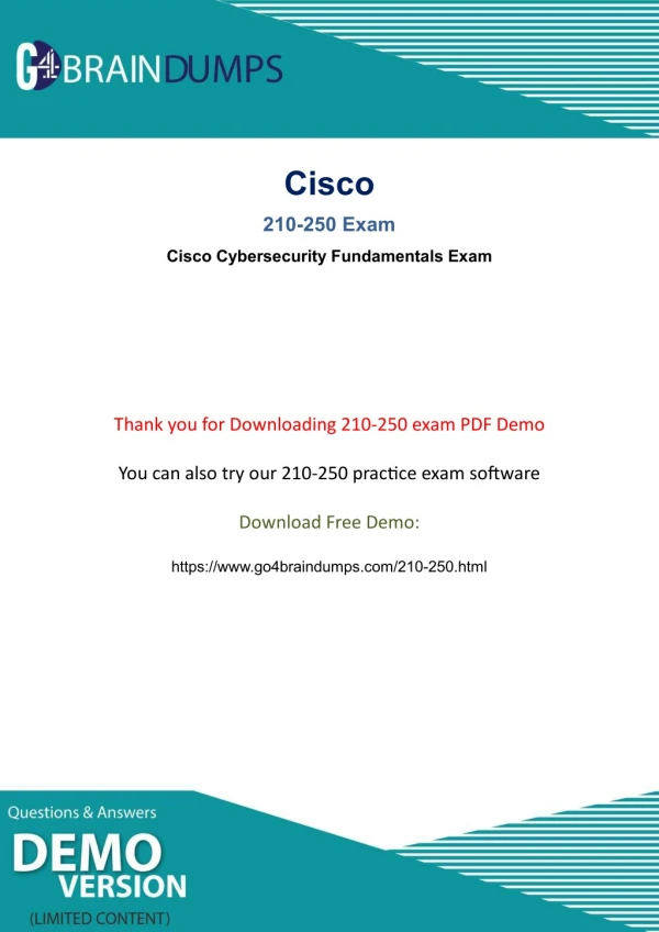 Cisco 210-250 Exam Dumps PDF Updated 2018
