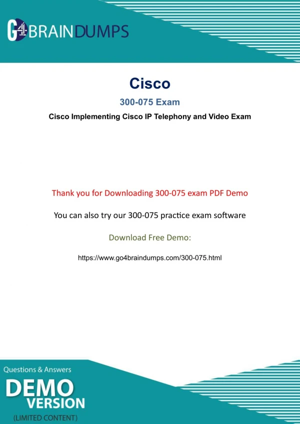Cisco 300-075 Exam Dumps PDF Updated 2018