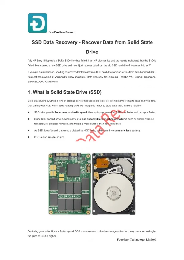 SSD Data Recovery - Recover Data from Solid State Drive