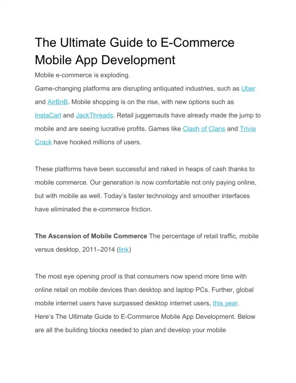The Ultimate Guide to E-Commerce Mobile App Development
