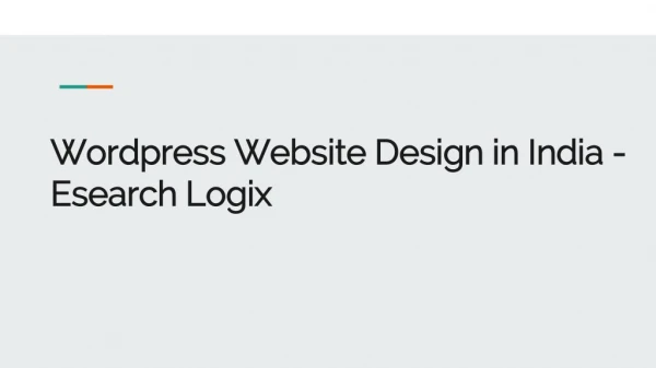 Wordpress Website Design in India - Esearch Logix