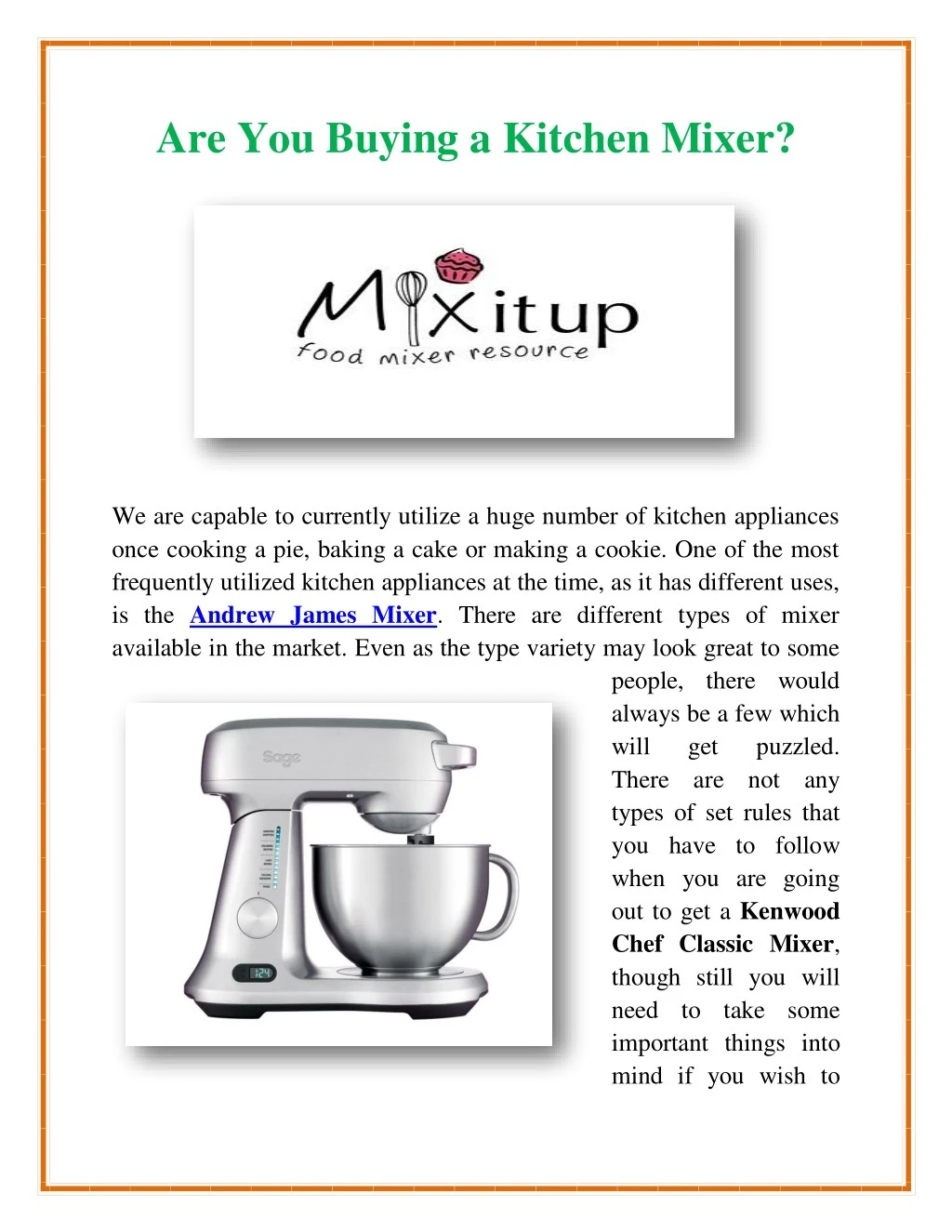 are you buying a kitchen mixer