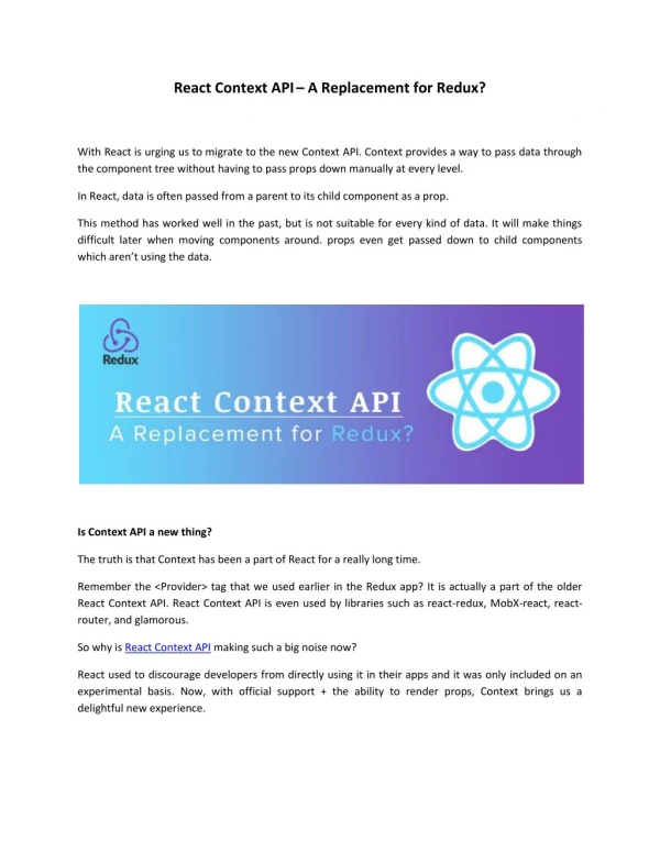 React Context API â€“ A Replacement for Redux?