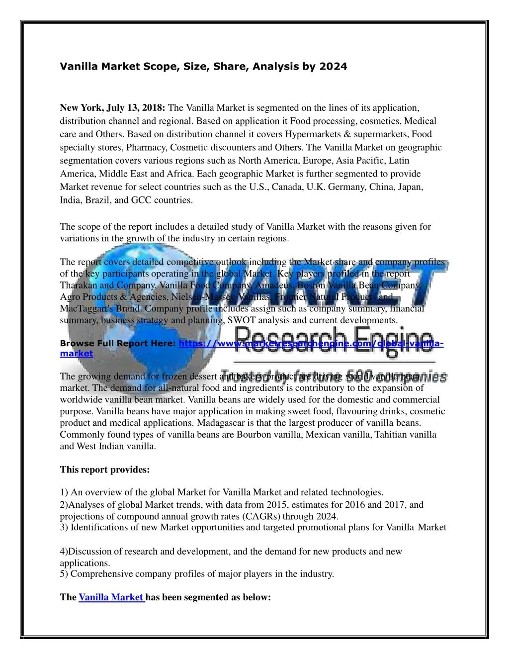 vanilla market scope size share analysis by 2024
