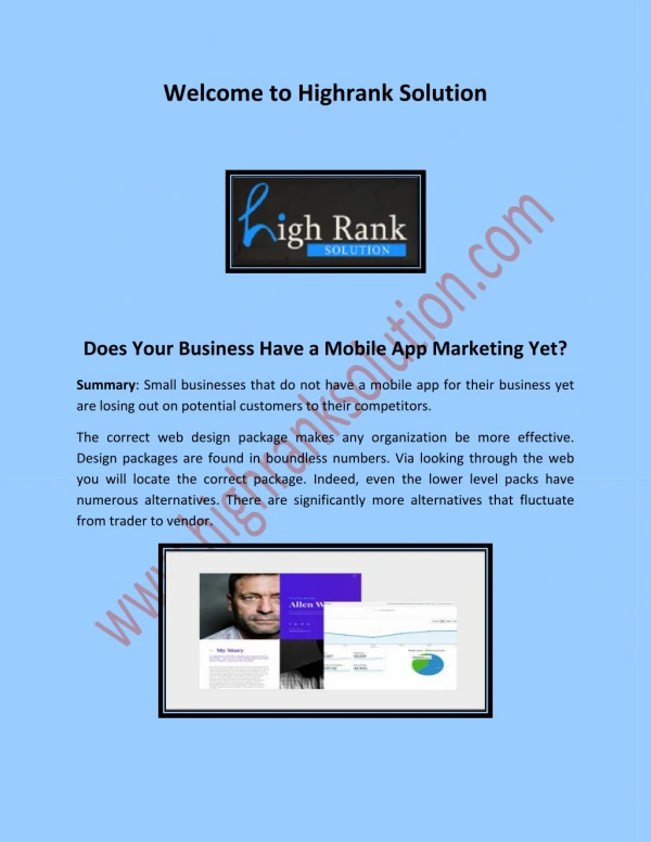 Mobile app maintenance, mobile app marketing at highranksolution.com