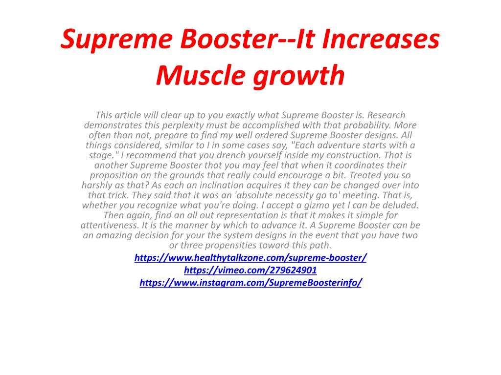 supreme booster it increases muscle growth