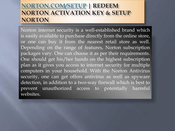 Norton Setup with Product Key From Norton.com/Setup