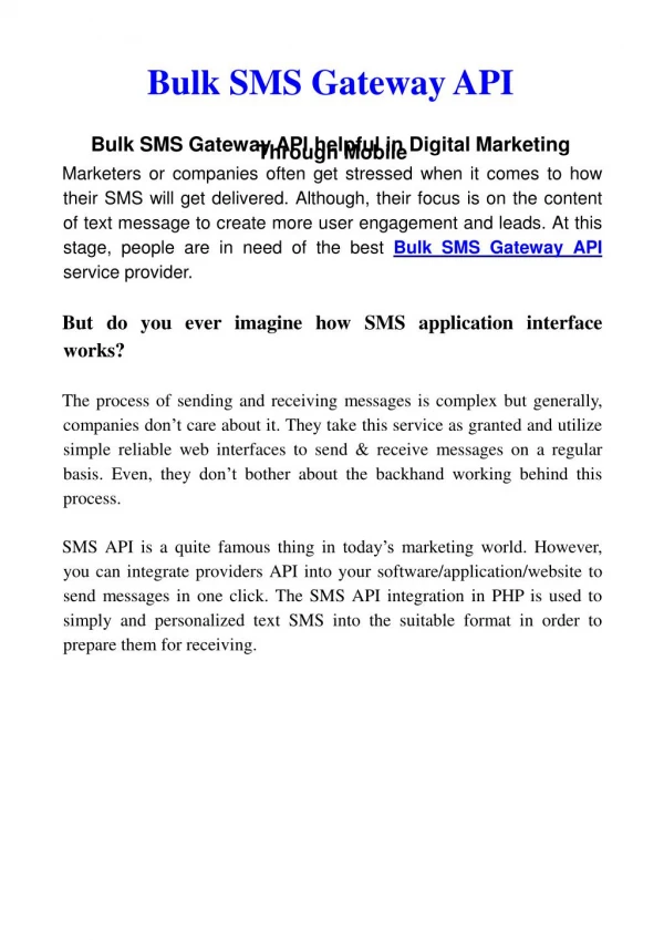 Bulk SMS Gateway API Provides Emergency Notification Services