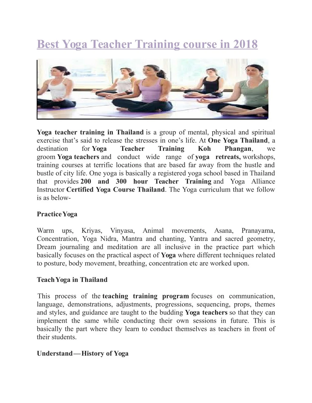 best yoga teacher training course in 2018