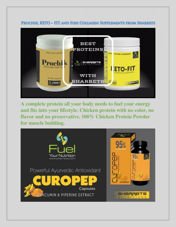 Prochik KETO - FIT and Fish Collagen Supplements from Sharrets