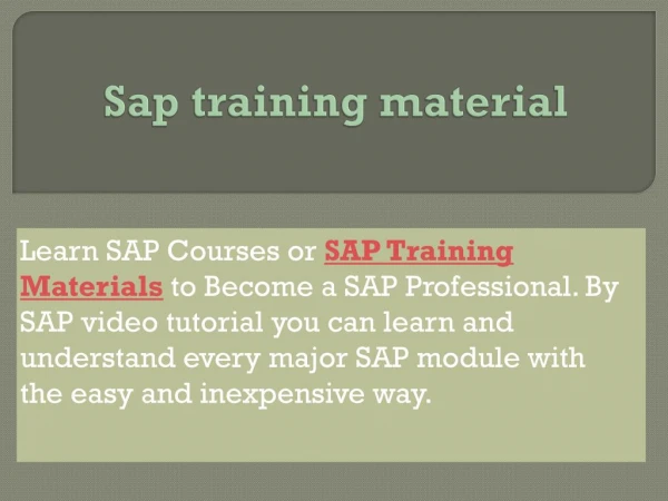 Sap training material for all