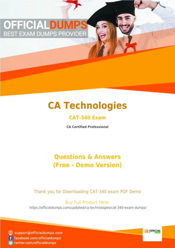 CAT-340 Exam Questions - Affordable CA Technologies CAT-340 Exam Dumps - 100% Passing Guarantee