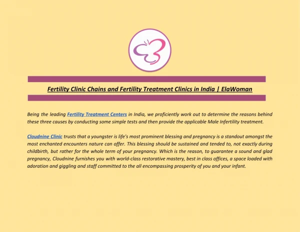 Fertility Clinic Chains and Fertility Treatment Clinics in India | ElaWoman
