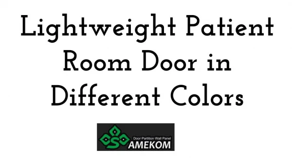Lightweight Patient Room Door in Different Colors