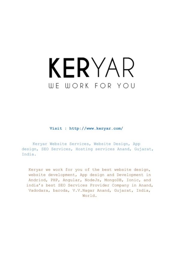 Keryar Website making, Website Design, App design, SEO Services, Hosting services Anand, Gujarat, India.
