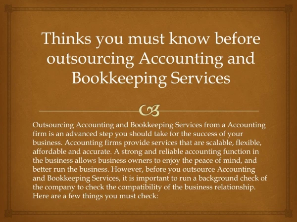 Thinks you must know before outsourcing Accounting and Bookkeeping Services