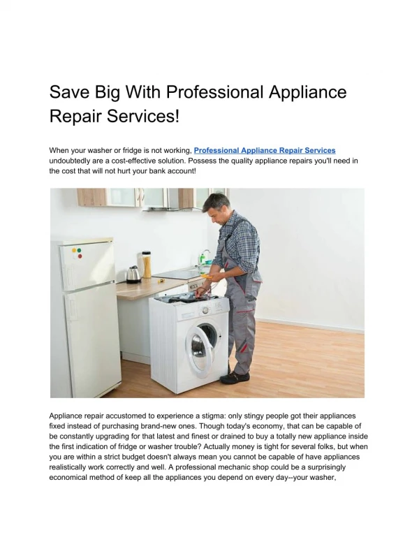 Save Big With Professional Appliance Repair Services